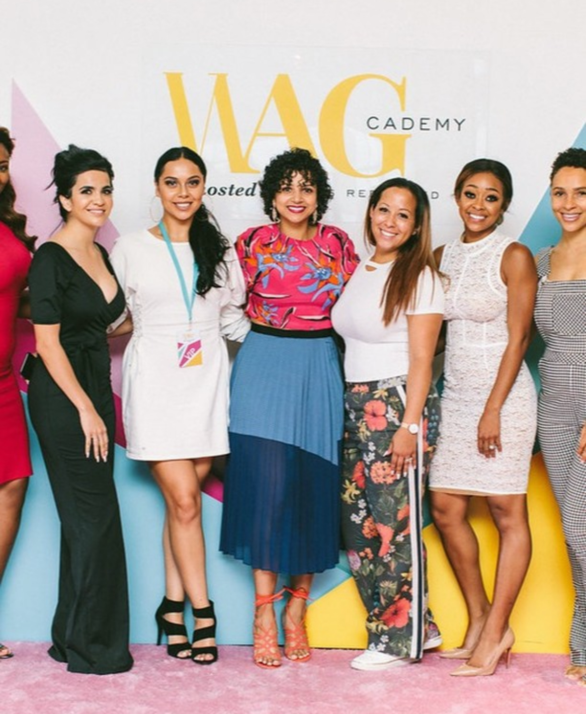 LeLe Martin with WAGcademy committee members on the step-and-repeat at the WAGS Redefined conference
